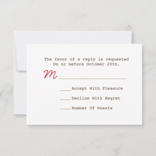 キャンプしている赤い油のランタンの常緑樹R.S.V.P.を結婚します 出欠カード (裏面)