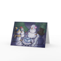 キャンプしている雪だるま