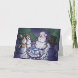 キャンプしている雪だるま シーズンカード