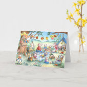 キャンプするネズミのピクニック-誕生日の挨拶状 カード (黄色い花)