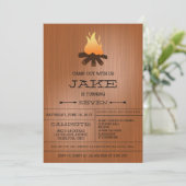 キャンプする篝火バースデーパーティ招待状 招待状 (スタンド正面)