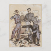 キャンプでの彼のコーヒー生活を混乱させる ポストカード (正面)