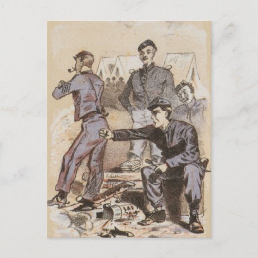 キャンプでの彼のコーヒー生活を混乱させる ポストカード (正面)