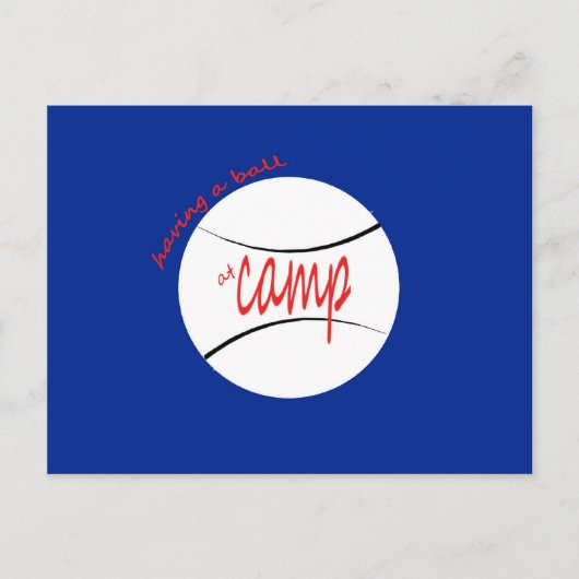 キャンプでボールを持つ ポストカード (正面)