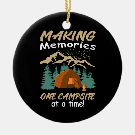 キャンプで思い出を作る セラミックオーナメント (正面)