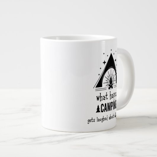キャンプで起こること一年中笑われる ジャンボコーヒーマグカップ (正面右)