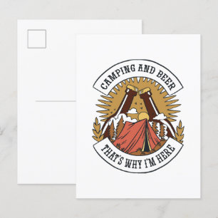 キャンプとビール インビテーションポストカード