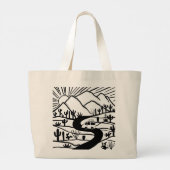 キャンプに行こう!カンパーバンライフデザートマウンテンズ ラージトートバッグ (裏面)