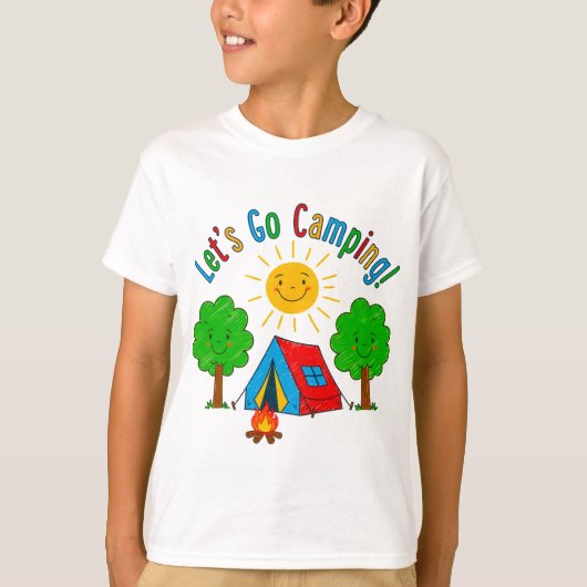 キャンプに行こう!子供の絵デザイン Tシャツ (正面)