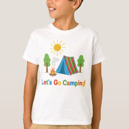 キャンプに行こう 子供 クレヨン テント アート Tシャツ