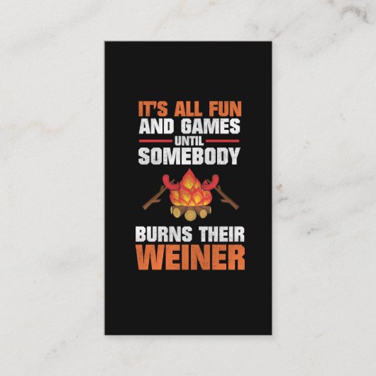 キャンプのおもしろいな家族のキャンプファイヤーの火のウィーナー 名刺 (正面)