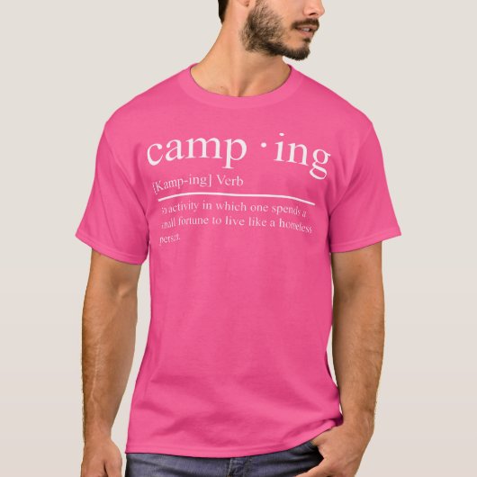 キャンプのおもしろい説明 Tシャツ (正面)