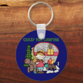 キャンプのために熱狂するなブロンドの女の子 キーホルダー (正面)