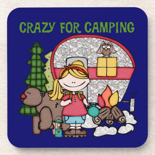 キャンプのために熱狂するなブロンドの女の子 コースター (正面)