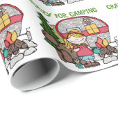 キャンプのために熱狂するなブロンドの女の子 ラッピングペーパー (ロールコーナー)