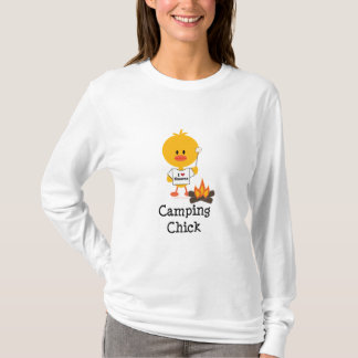 キャンプのひよこの長袖のティー Tシャツ