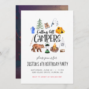 キャンプのテーマのパーティの招待状 招待状