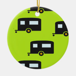 キャンプのトレーラーは緑 セラミックオーナメント
