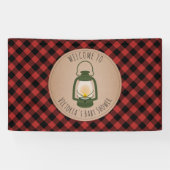 キャンプのランタンの格子縞のベビーシャワーの歓迎 横断幕 (横)