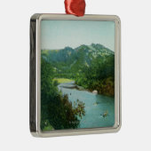 キャンプのロシアのな川の空中写真は上がりました メタルオーナメント (右)