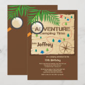 キャンプの冒険への招待 招待状 (正面/裏面)