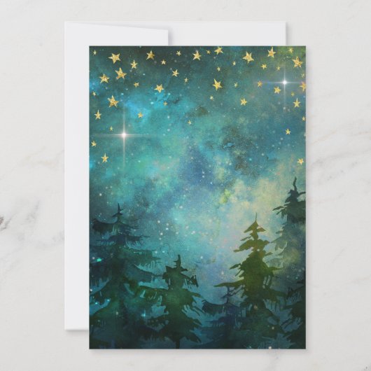 キャンプの夜の森林荒野の誕生日 招待状 (裏面)