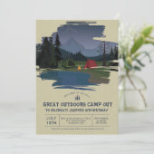 キャンプの夜通しの週末の誕生会の招待 招待状 (スタンド正面)