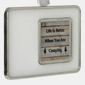 キャンプの方が生活が良い シルバープレートフレームオーナメント (右)