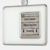 キャンプの方が生活が良い シルバープレートフレームオーナメント (左)