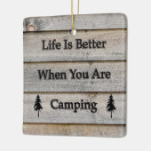 キャンプの方が生活が良い セラミックオーナメント (左)