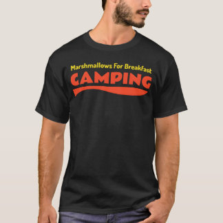 キャンプの朝食にマシュマロ 面白い Tシャツ