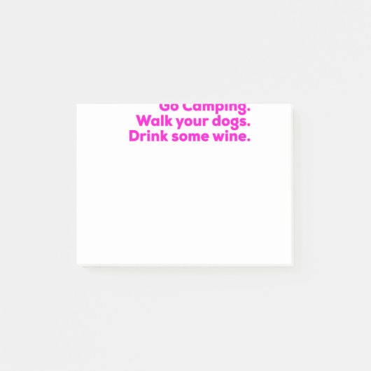 キャンプの歩行犬はワインのおもしろいなご機嫌な人を飲みます ポストイット (正面)
