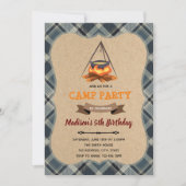 キャンプの泊まりパーティーのお誘い 招待状 (正面)