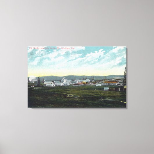 キャンプの空中表示27油フィールドCoalinga, CA キャンバスプリント (正面)