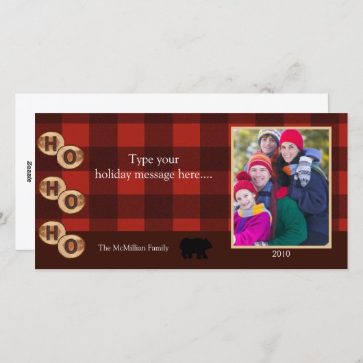 キャンプの素朴なくまの森の休日の写真は8x4を梳きます シーズンカード (正面/裏面)