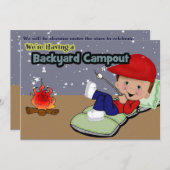 キャンプの誕生会 招待状 (正面/裏面)
