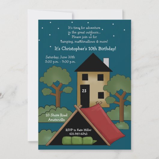 キャンプの誕生日のパーティの招待状 招待状 (正面)