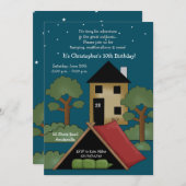 キャンプの誕生日のパーティの招待状 招待状 (正面/裏面)