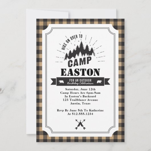 キャンプの誕生日のパーティの招待状 招待状 (正面)