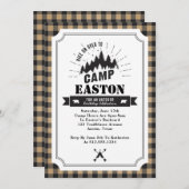キャンプの誕生日のパーティの招待状 招待状 (正面/裏面)