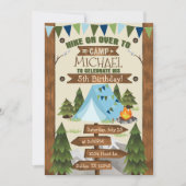 キャンプの誕生日パーティー招待状 男の子 招待状 (正面)