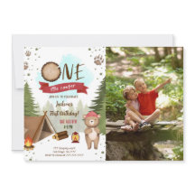 キャンプの誕生日写真招待状