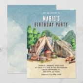キャンプの誕生日 招待状 (正面/裏面)