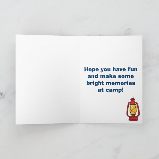 キャンプの赤いランタンの挨拶状で楽しい時を過して下さい カード (内部)