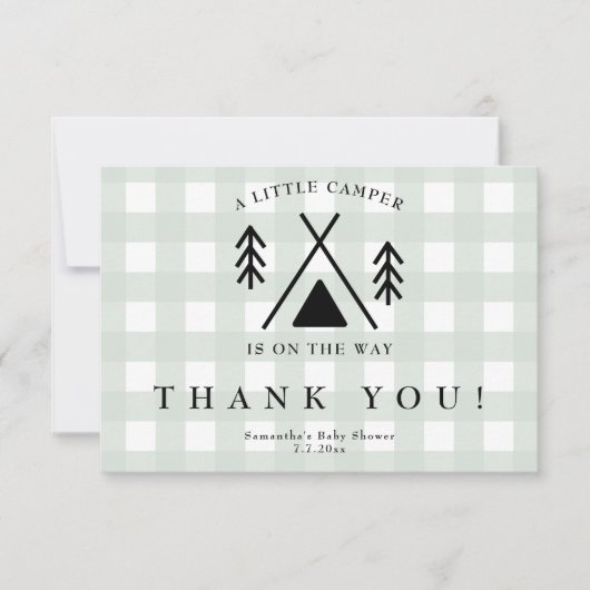 キャンプの赤ちゃんシャワー – ありがとう サンキューカード (正面)