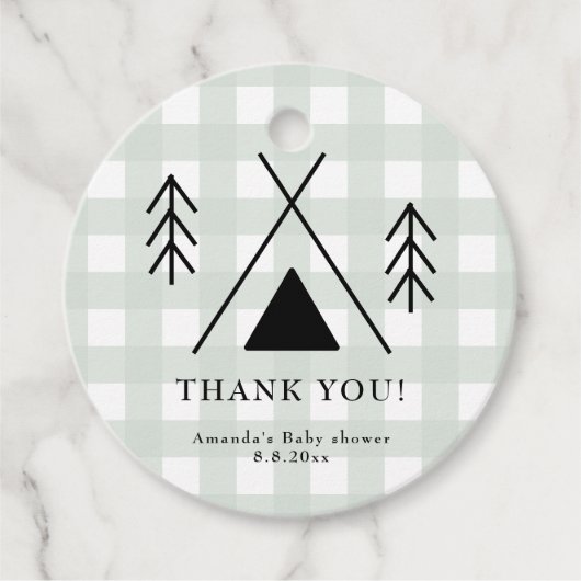 キャンプの赤ちゃんシャワー – ありがとう フェイバータグ (正面)