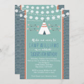 キャンプのSleepoverの男の子の誕生日の招待状 招待状 (正面/裏面)
