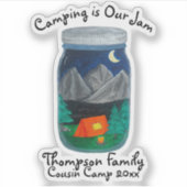 キャンプはジャムテントとジャーの山々 シール (正面)