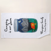 キャンプはジャムテントとジャーの山々 ビーチタオル (正面)