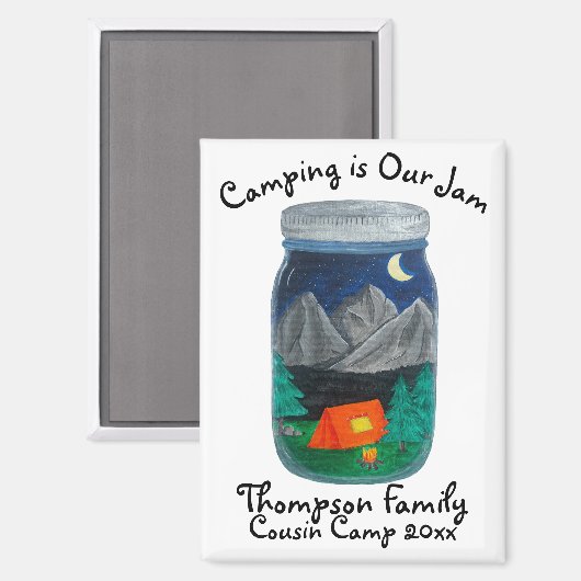 キャンプはジャムテントとジャーの山々 マグネット (正面/裏面)